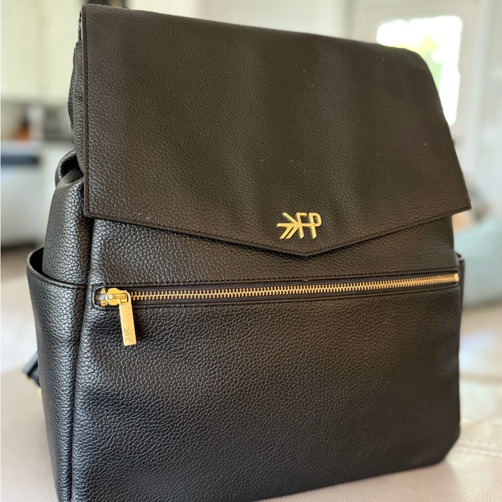 Freshly Picked Black Diaperbag-Backpack with Gold Accents